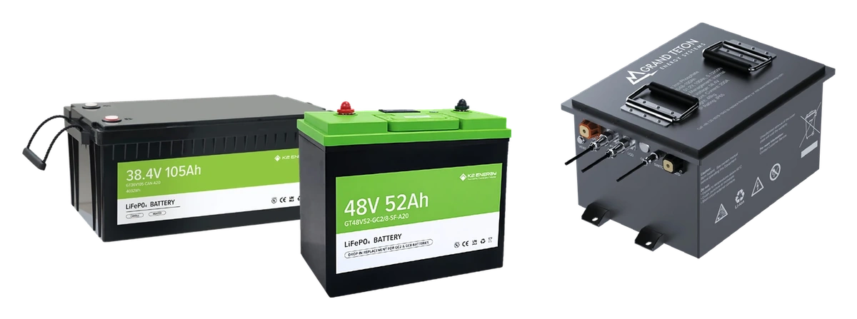 Three Grand Teton Energy lithium golf cart battery kits